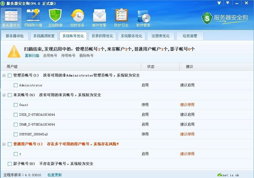 服務器安全狗之系統帳號優化教程
